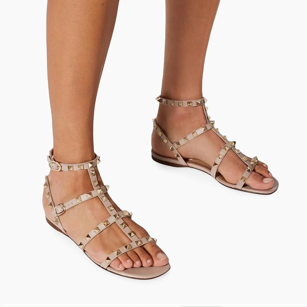 Authentic Valentino Nude Gladiator Sandals with Studded Straps